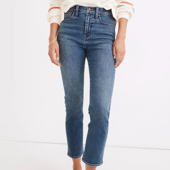 MADEWELL HIGH-RISE SLIM STRAIGHT JEANS IN GLYNN WASH SIZE 27 - Picture 4 of 7